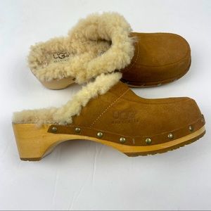 UGG Vintage Suede Wooden Clogs